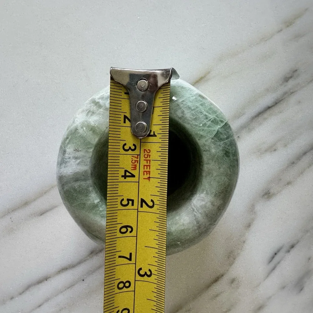 Vintage Green Polished Flourite Calming Crystal Votive Tealight Candle Holder